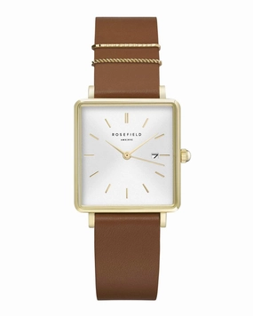 Montre Rosefield THE BOXY White Cognac Gold Q029