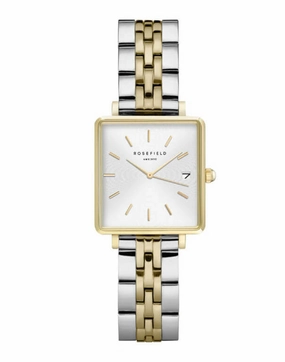 Montre Rosefield THE BOXY XS Blanc Sunray Argent Or Jaune Duotone Q023