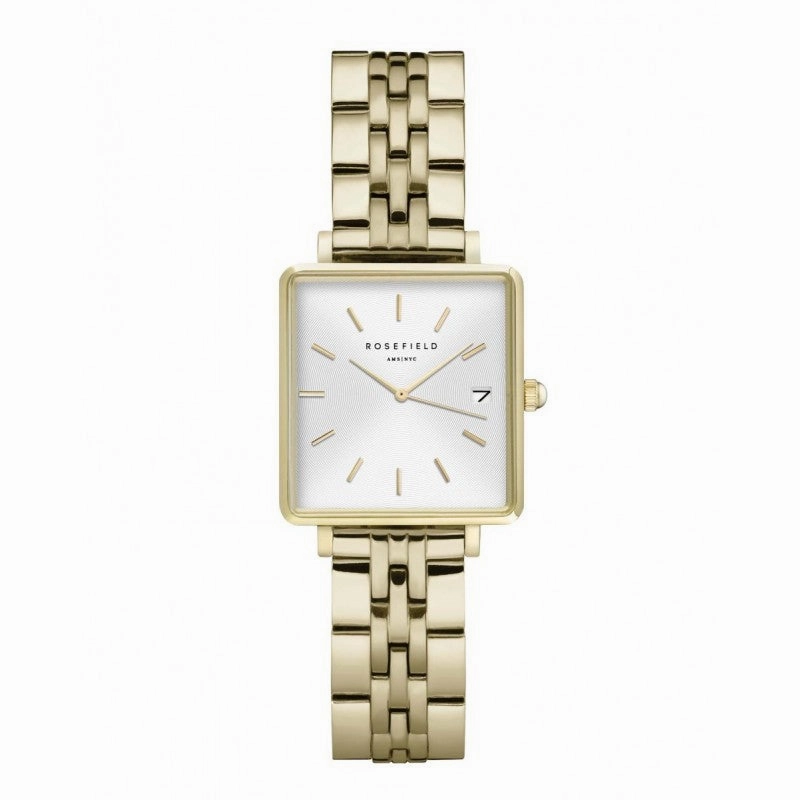 Montre Rosefield THE BOXY XS Blanc Sunray Gold Q021