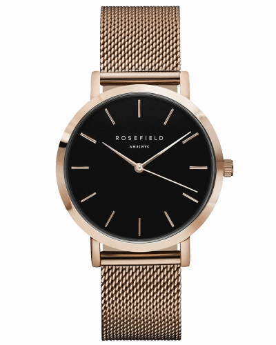 Montre Rosefield The MERCER Black Mesh Rose Gold MBR-M45