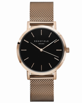 Montre Rosefield The MERCER Black Mesh Rose Gold MBR-M45