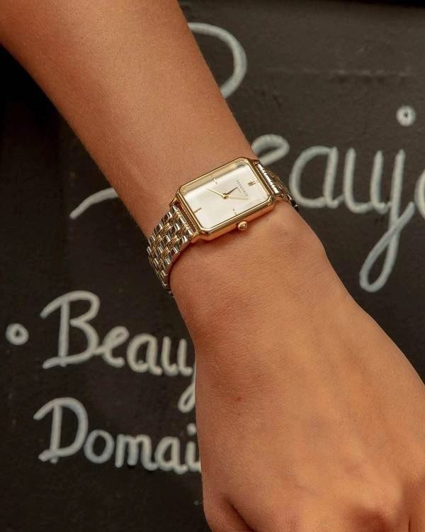 Montre Rosefield The Octagon Blanc Sunray Acier Duotone O48