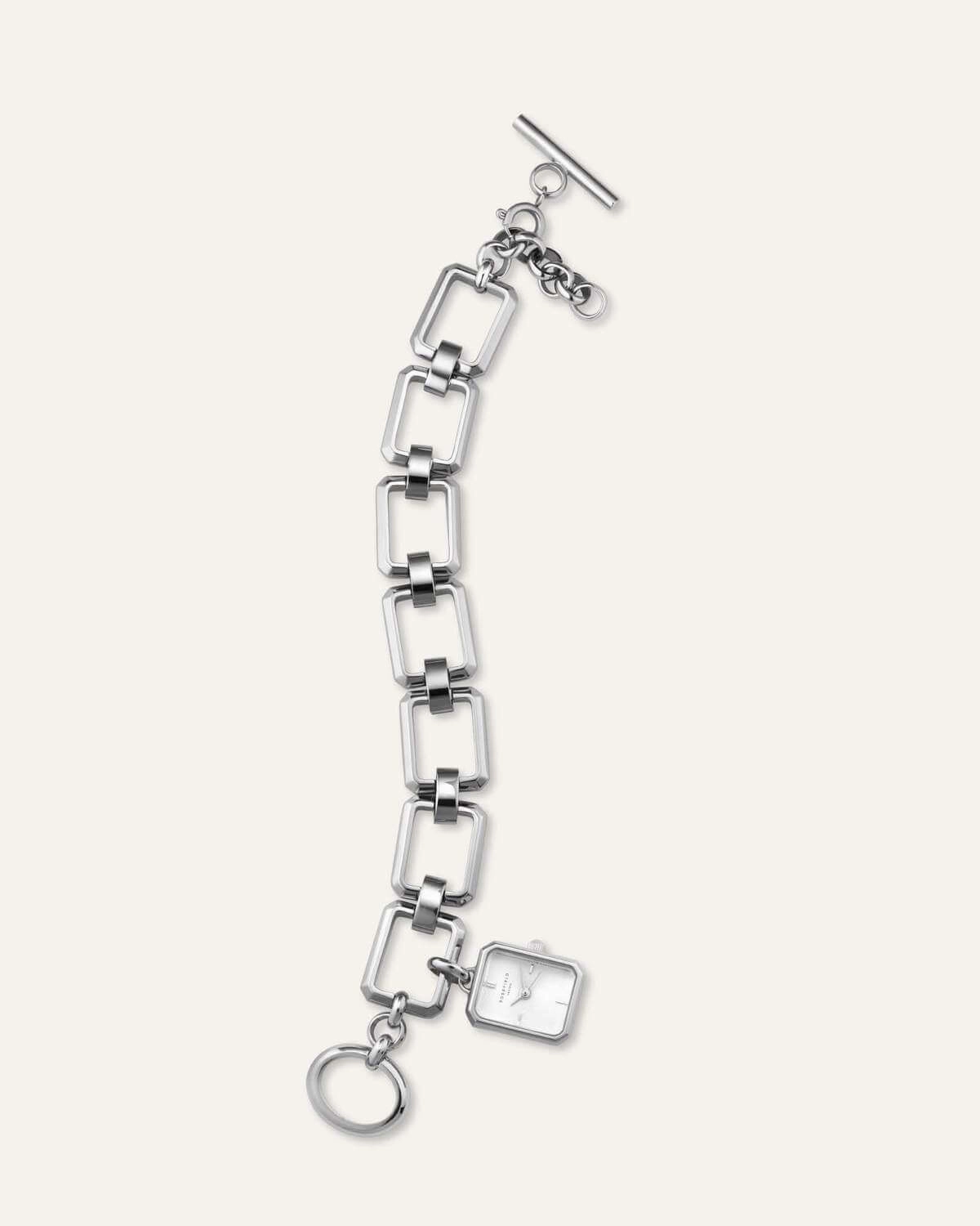 Montre Rosefield The Octagon Charm Chain Blanc Argent O53