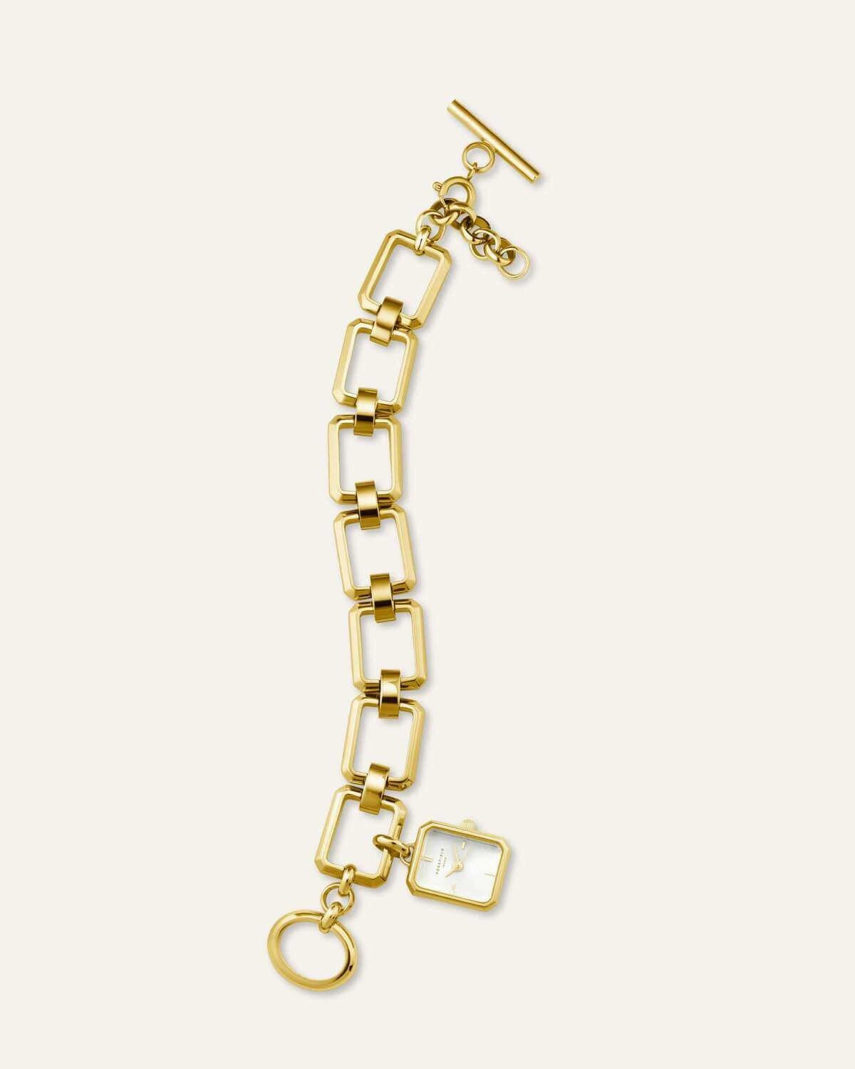Montre Rosefield The Octagon Charm Chain Blanc Or O52