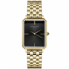 Montre Rosefield The Octagon Noir Sunray Acier Dor O47