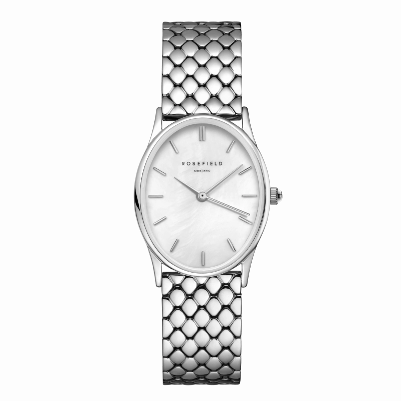 Montre Rosefield The Oval Blanc Acier Argent OV03