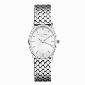 Montre Rosefield The Oval Blanc Acier Argent OV03
