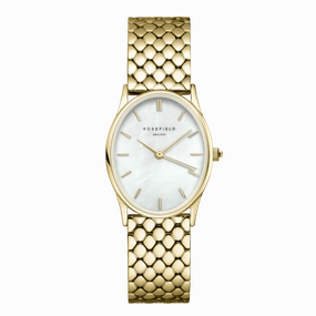 Montre Rosefield The Oval Blanc Acier Or OV01