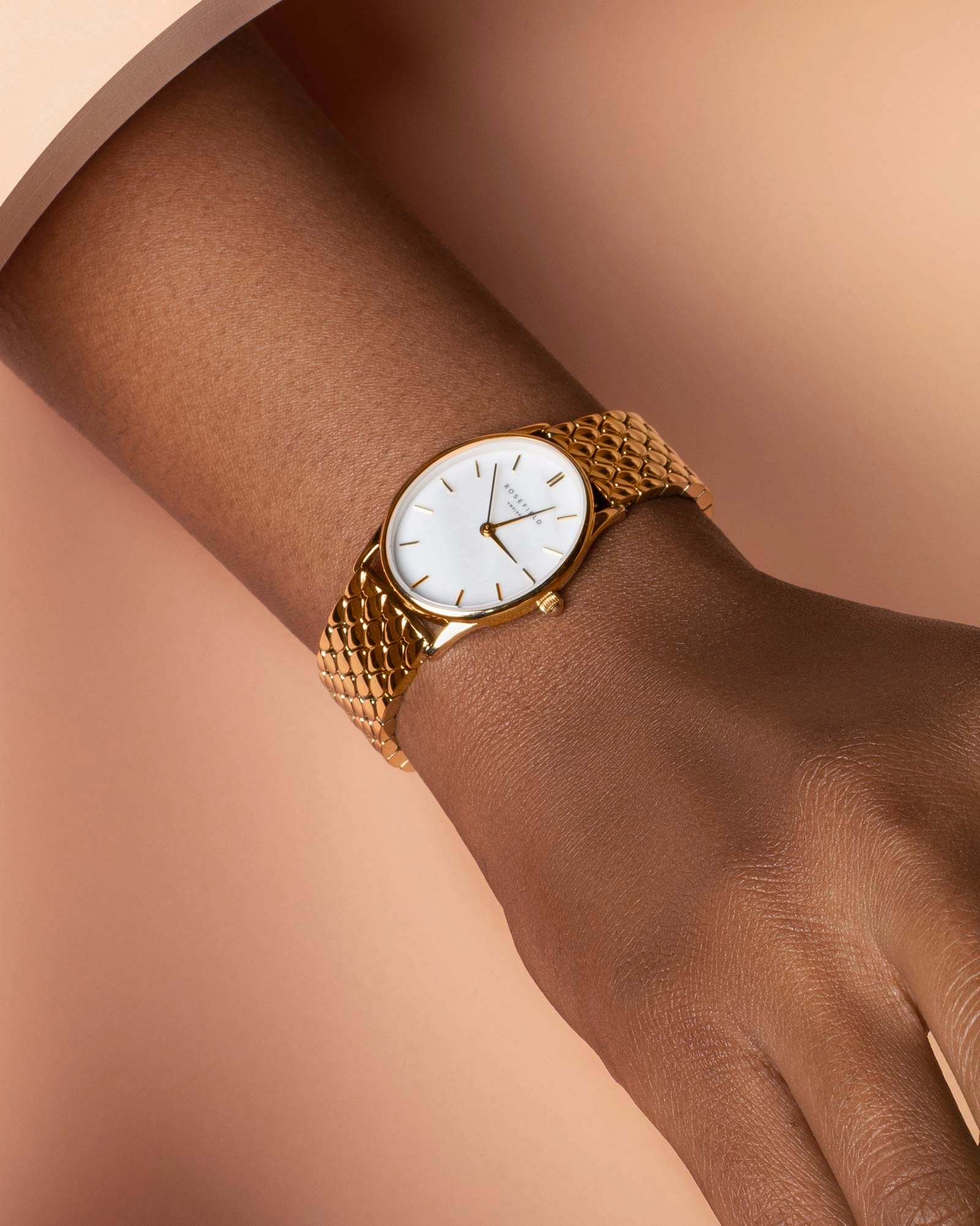 Montre Rosefield The Oval Blanc Acier Or OV01