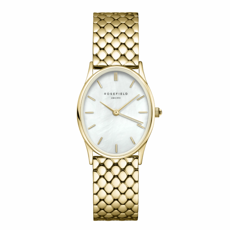 Montre Rosefield The Oval Blanc Acier Or OV01