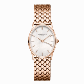 Montre Rosefield The Oval Blanc Acier Or Rose OV02