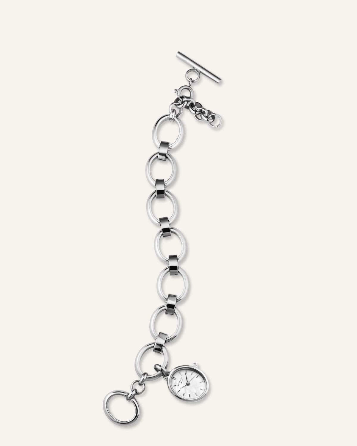 Montre Rosefield The Oval Charm Chain Blanc Argent OV14