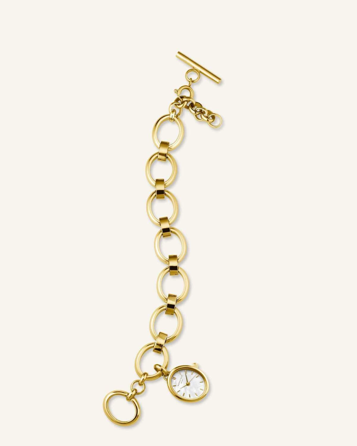 Montre Rosefield The Oval Charm Chain Blanc Or OV13