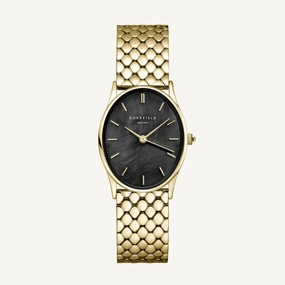 Montre Rosefield The Oval Noir Acier Or OV14