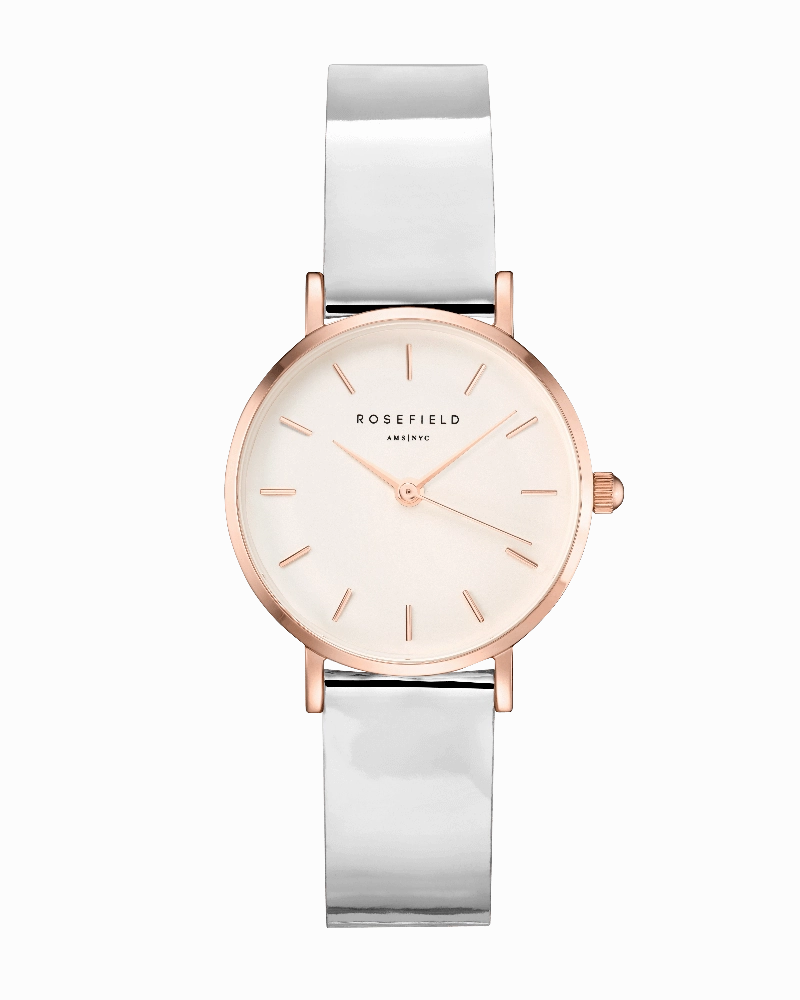 Montre Rosefield THE PREMIUM GLOSS Blanc Mtallique Or Rose SHMWR-H30
