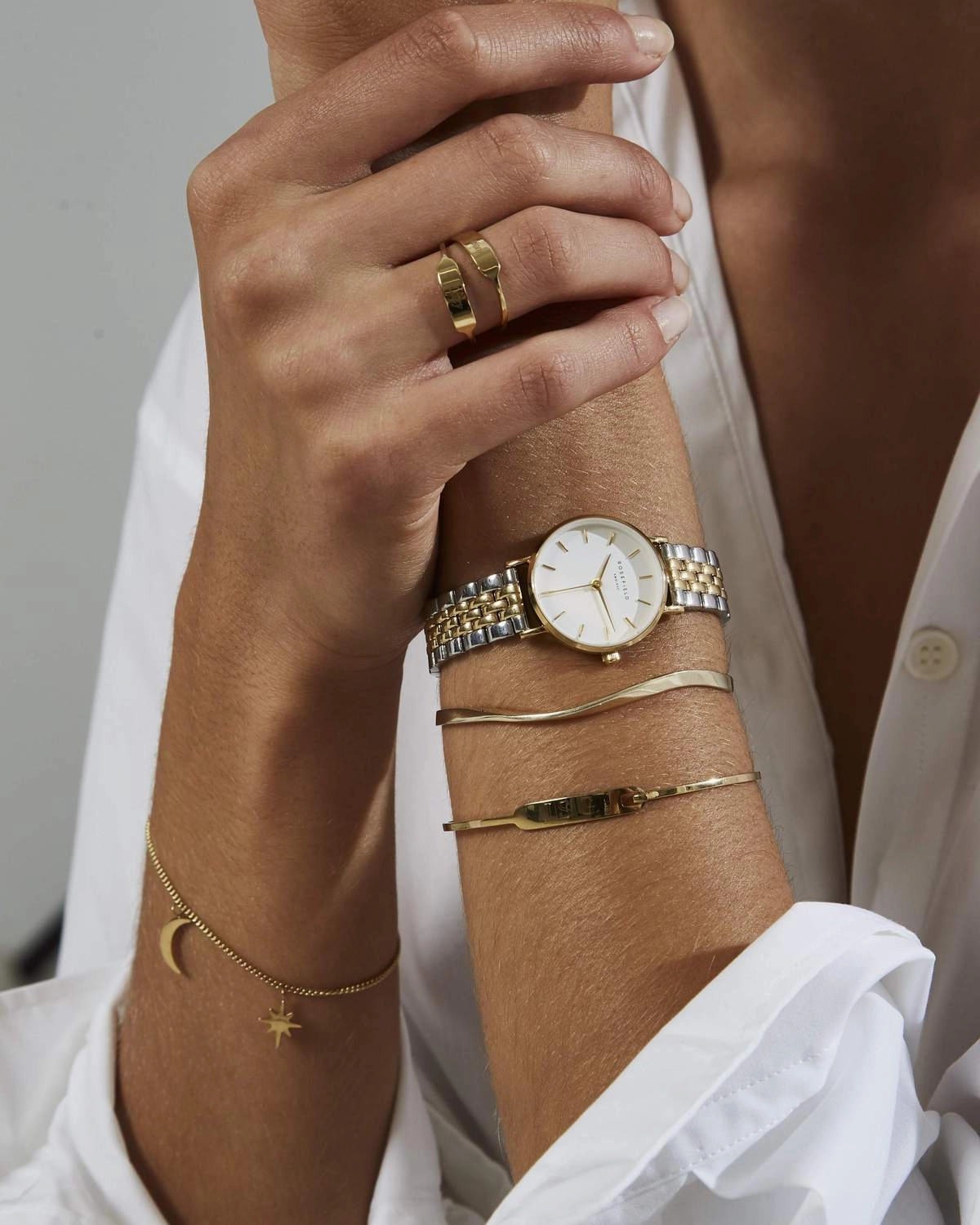 Montre Rosefield THE SMALL EDIT White Steel Silver Gold Duo 269