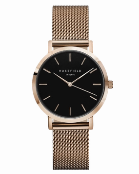 Montre Rosefield The TRIBECA Black Mesh Rose Gold TBR-T59