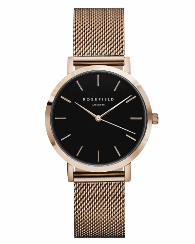 Montre Rosefield The TRIBECA Black Mesh Rose Gold TBR-T59