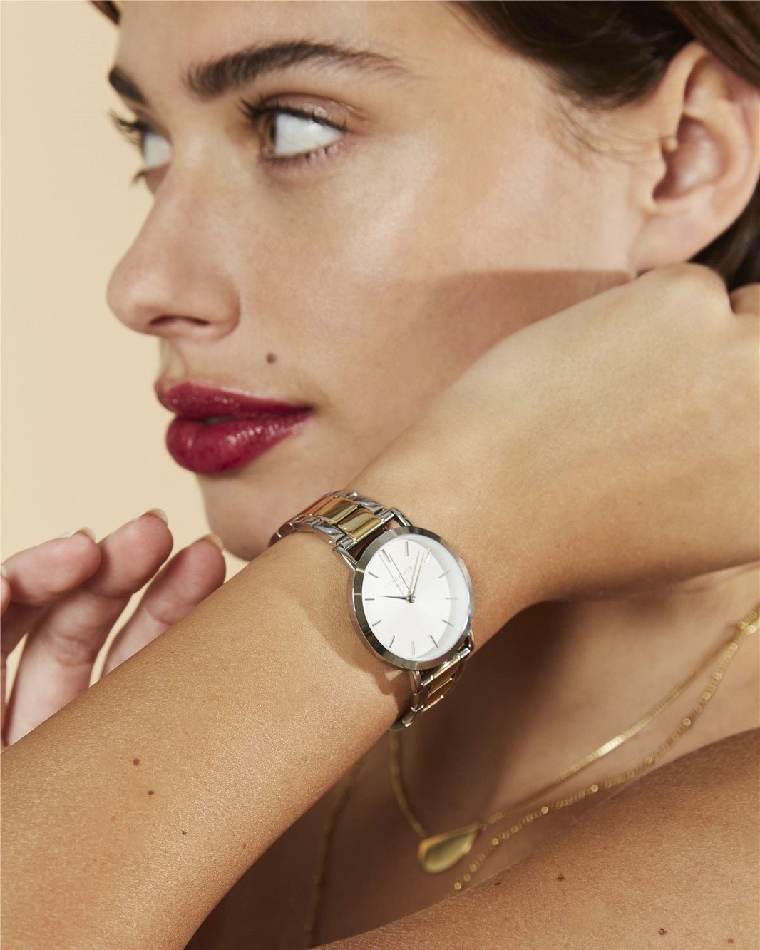 Montre Rosefield The TRIBECA Blanc Sunray Acier Argent Or Duo T63
