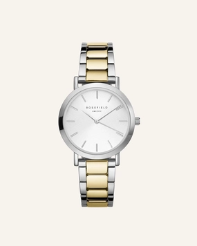 Montre Rosefield The TRIBECA Blanc Sunray Acier Argent Or Duo T63