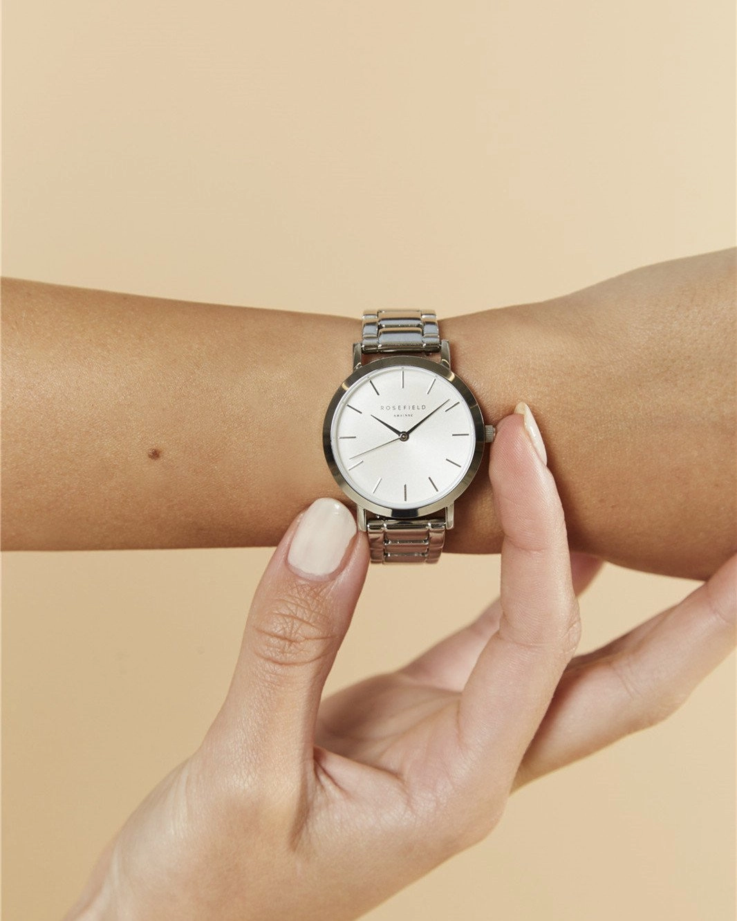 Montre Rosefield The TRIBECA Blanc Sunray Acier Argent T62