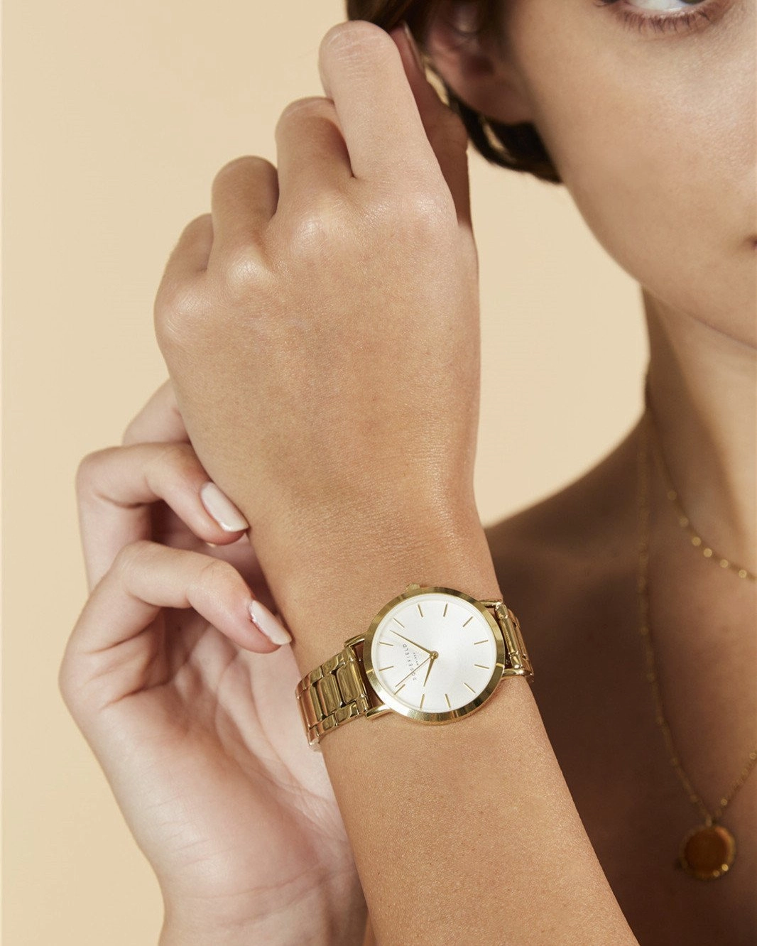 Montre Rosefield The TRIBECA Blanc Sunray Acier Or Jaune T61