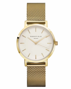 Montre Rosefield The TRIBECA White Mesh Gold TWG-T51