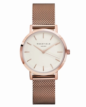 Montre Rosefield The TRIBECA White Mesh Rose Gold TWR-T50