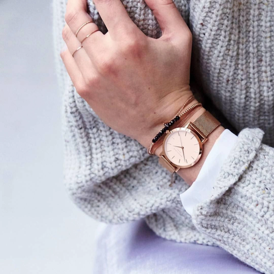 Montre Rosefield The TRIBECA White Mesh Rose Gold TWR-T50