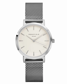 Montre Rosefield The TRIBECA White Mesh Silver TWS-T52