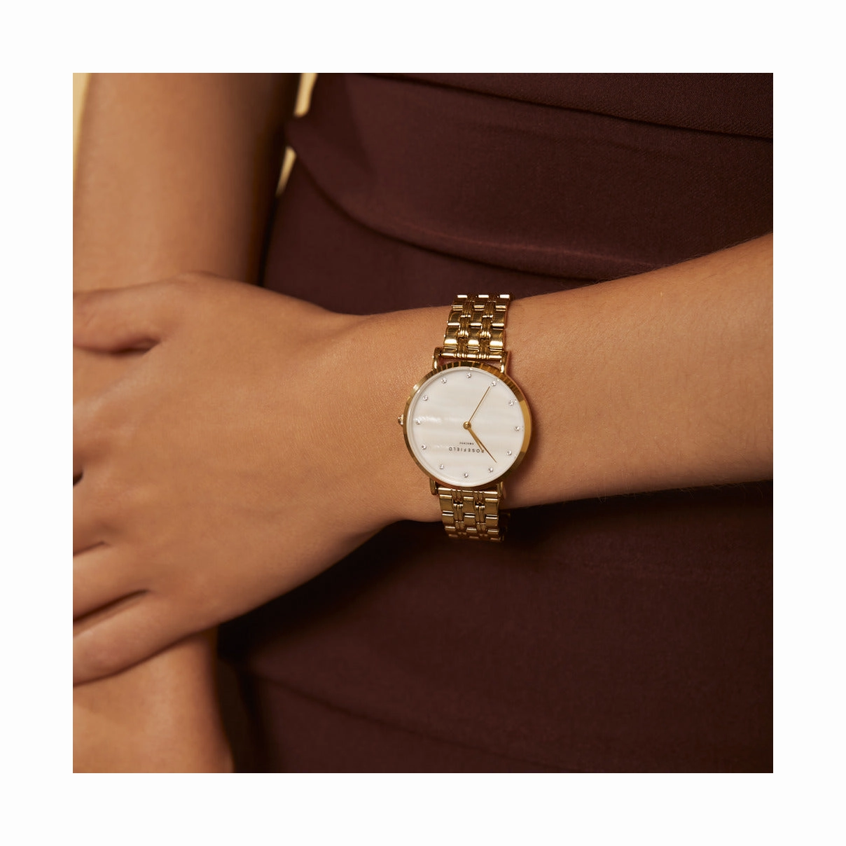 Montre Rosefield The Upper East Side Gold Crystal U31