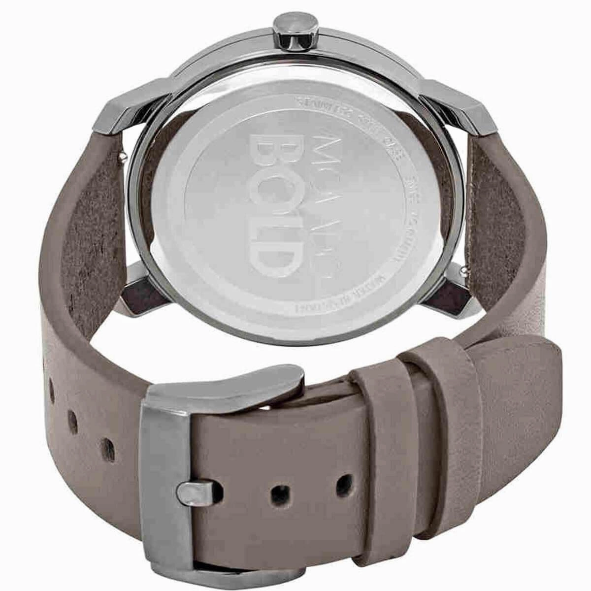 Movado Men's Quartz Watch - Bold Grey Analog Dial Leather Strap | 3600490