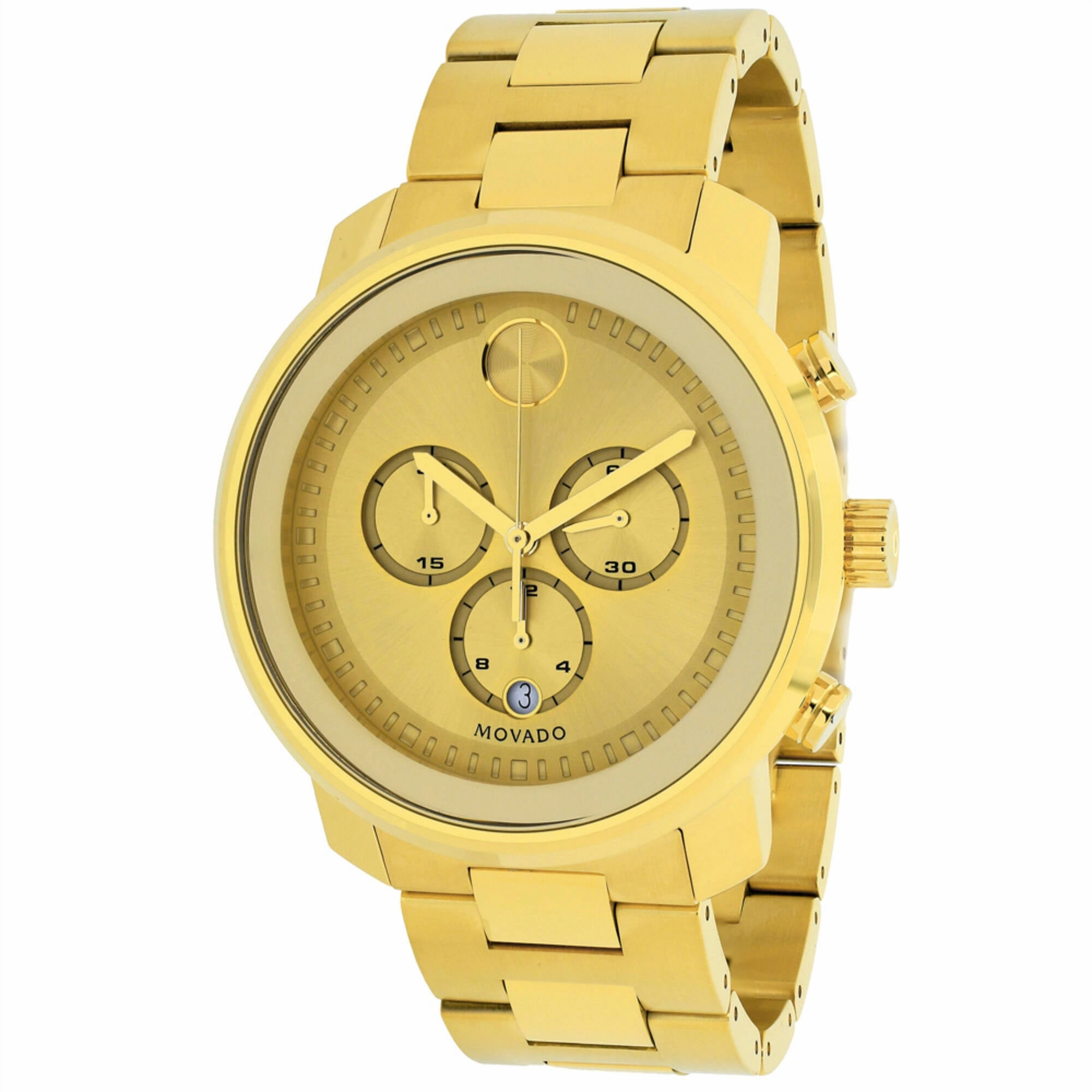 Movado Men's Watch - Bold Quartz Gold Dial Plated Stainless Steel Bracelet | 3600278