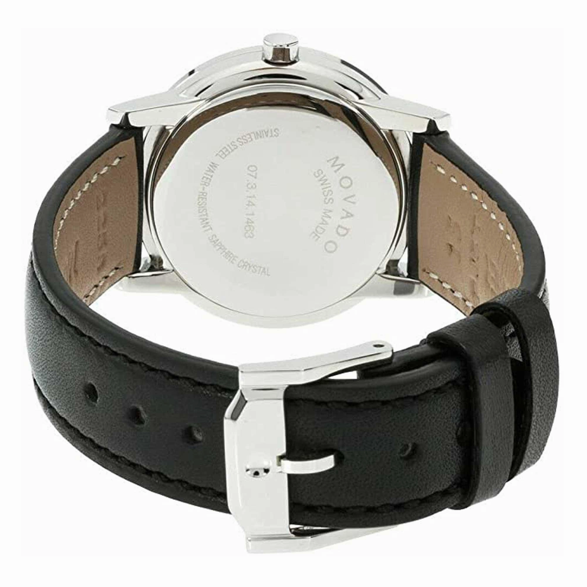 Movado Women's Watch - Museum Classic Silver Tone Case Black Dial Strap | 0607317
