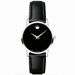 Movado Women's Watch - Museum Classic Silver Tone Case Black Dial Strap | 0607317