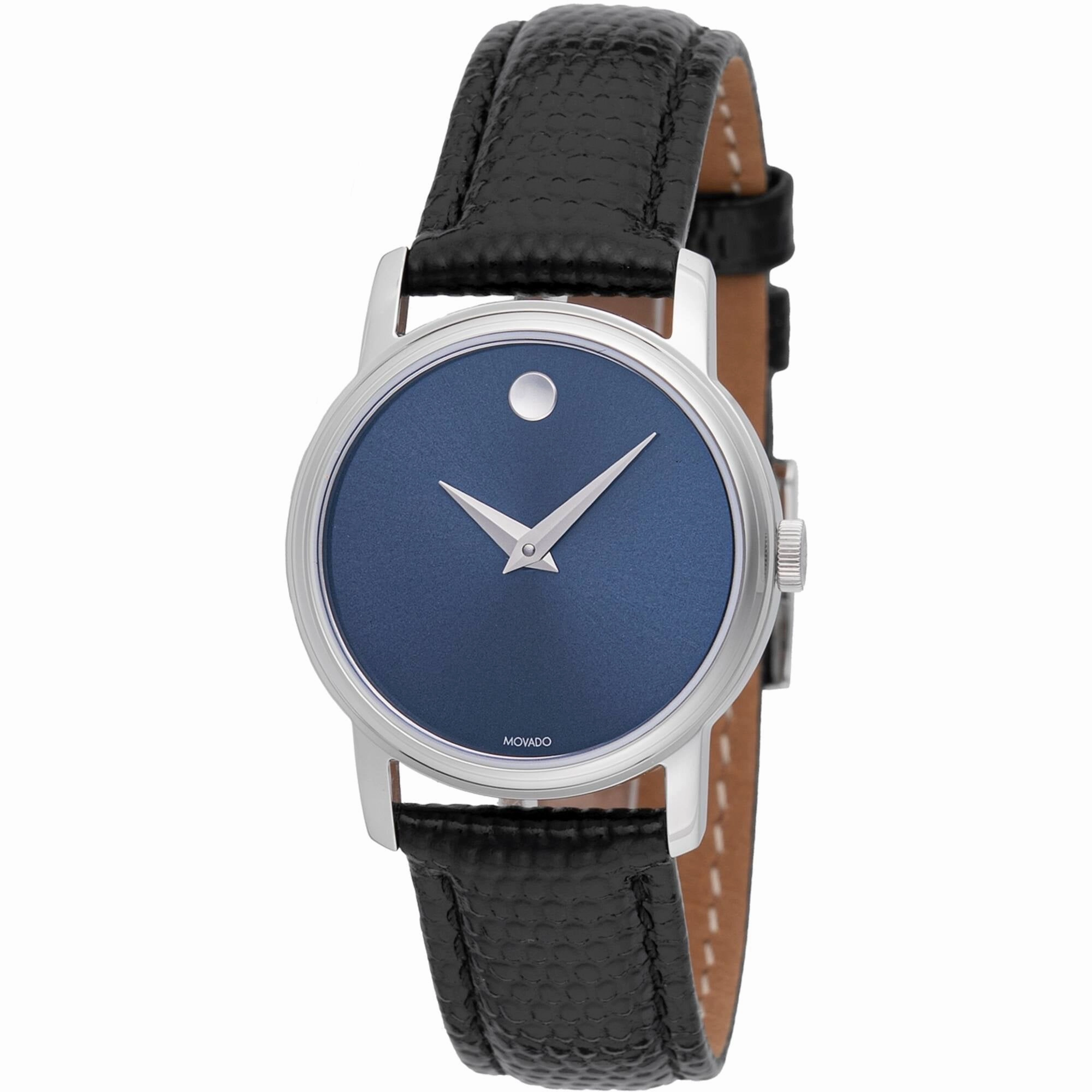 Movado Women's Watch - Museum Silver Tone Case Blue Dial Leather Strap | 2100010