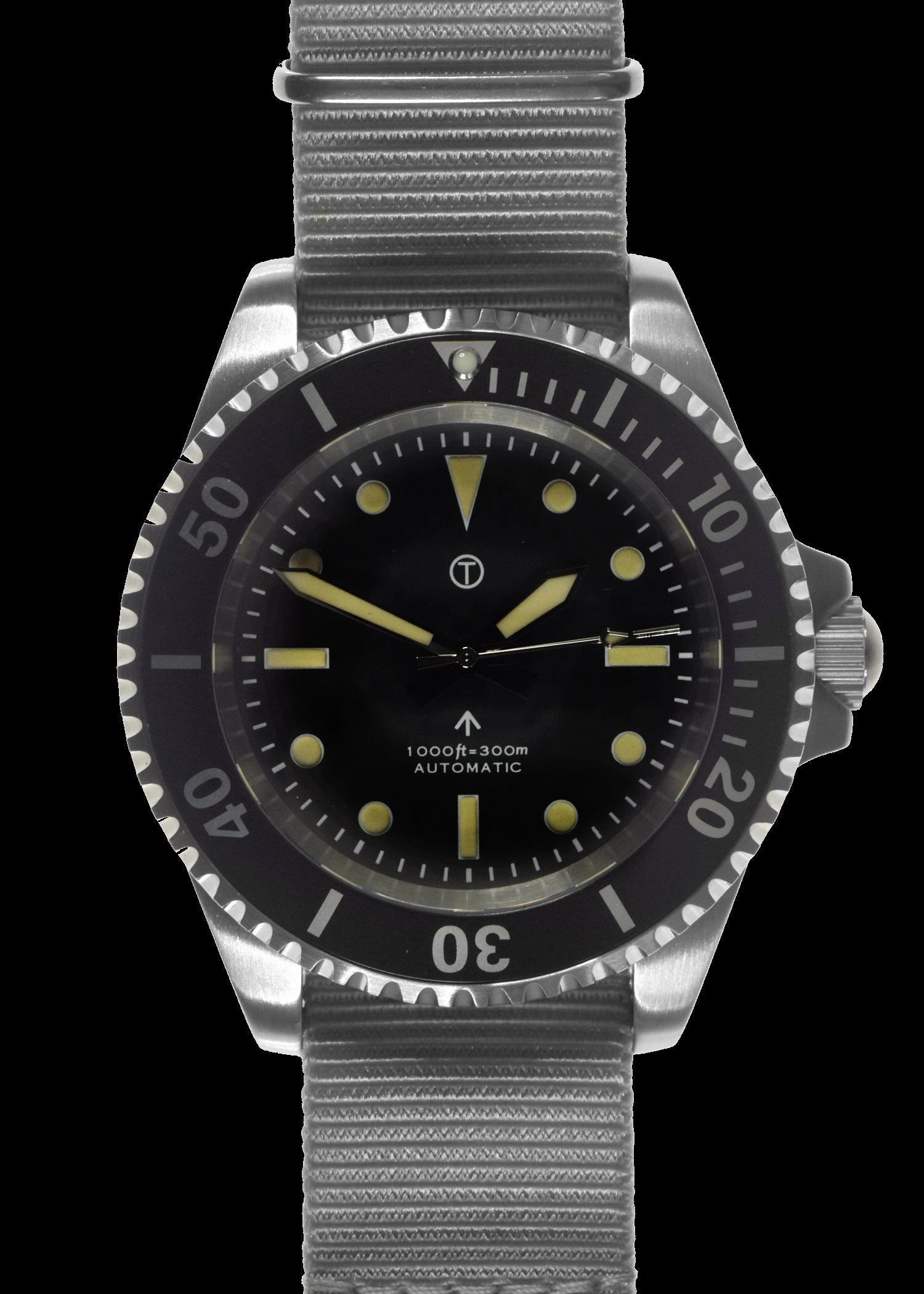 MWC 24 Jewel 1982 Pattern 300m Automatic Military Divers Watch with Sapphire Crystal on a NATO Webbing Strap (Non Date Version)