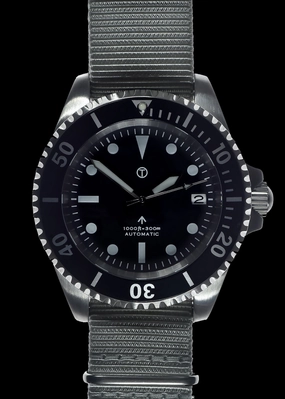 MWC 24 Jewel 1982 Pattern 300m Automatic Military Divers Watch with Sapphire Crystal on a NATO Webbing Strap (With Date)