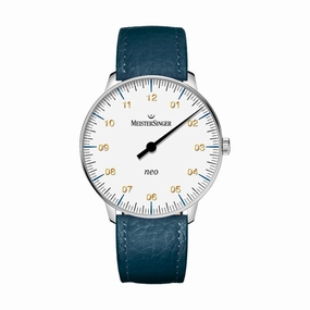 Neo Sapphire White Dial 36mm on Ocean Bllue Embossed Leather Strap