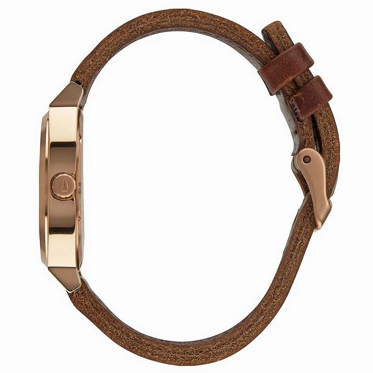 Nixon A0452001 Men's The Time Teller Gunmetal Dial Brown Leather Strap Watch