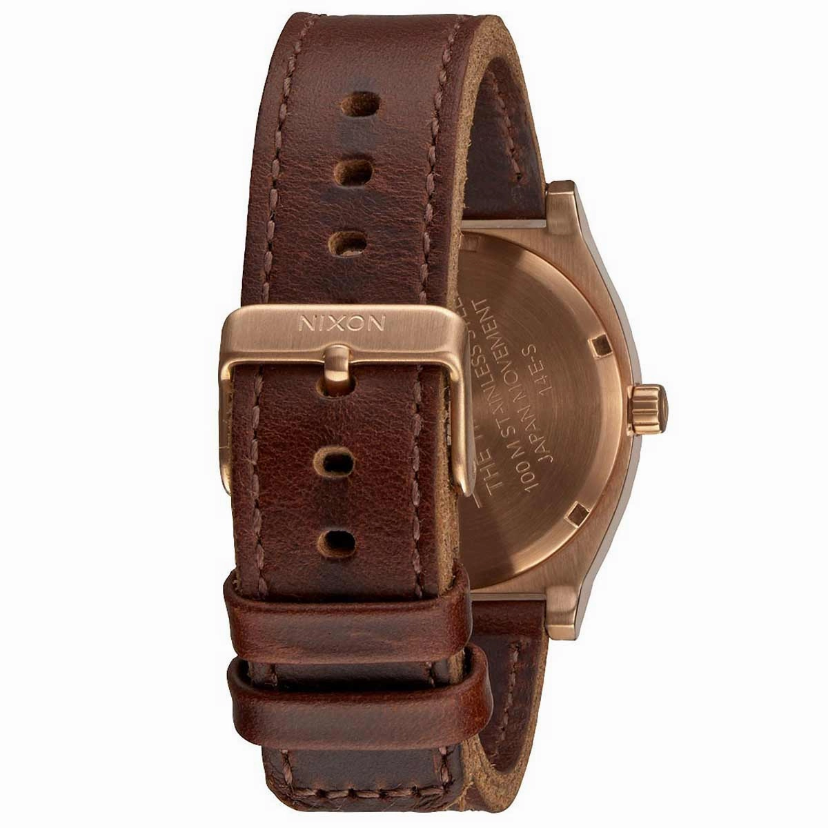 Nixon A0452001 Men's The Time Teller Gunmetal Dial Brown Leather Strap Watch