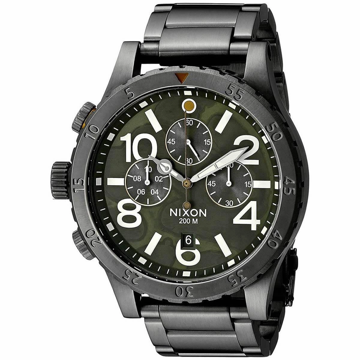 Nixon Men's Lefty Watch - 48-20 Chrono Green & Black Dial Bracelet | A4862069
