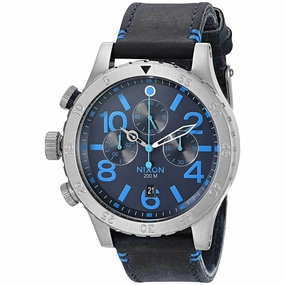 Nixon Men's Lefty Watch - 48-20 Chrono Leather Chronograph Blue Strap | A3632219
