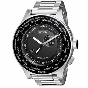 Nixon Men's Quartz Watch - Passport SS Black Dial Bracelet| A379000