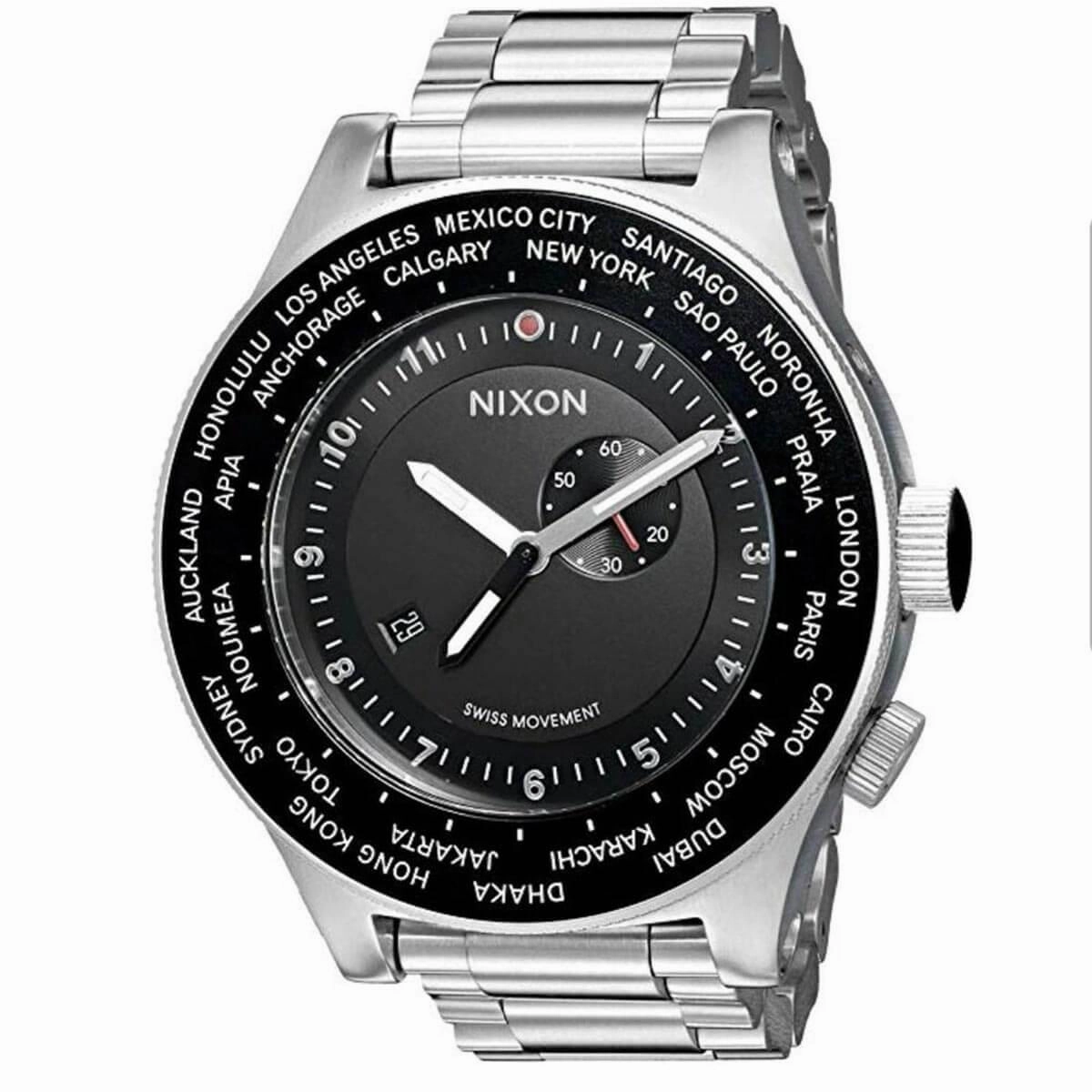 Nixon Men's Quartz Watch - Passport SS Black Dial Bracelet| A379000