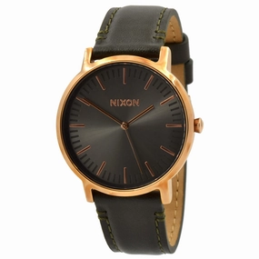 Nixon Men's Quartz Watch - Porter Leather Gunmetal Dial Brown Strap | A10582441