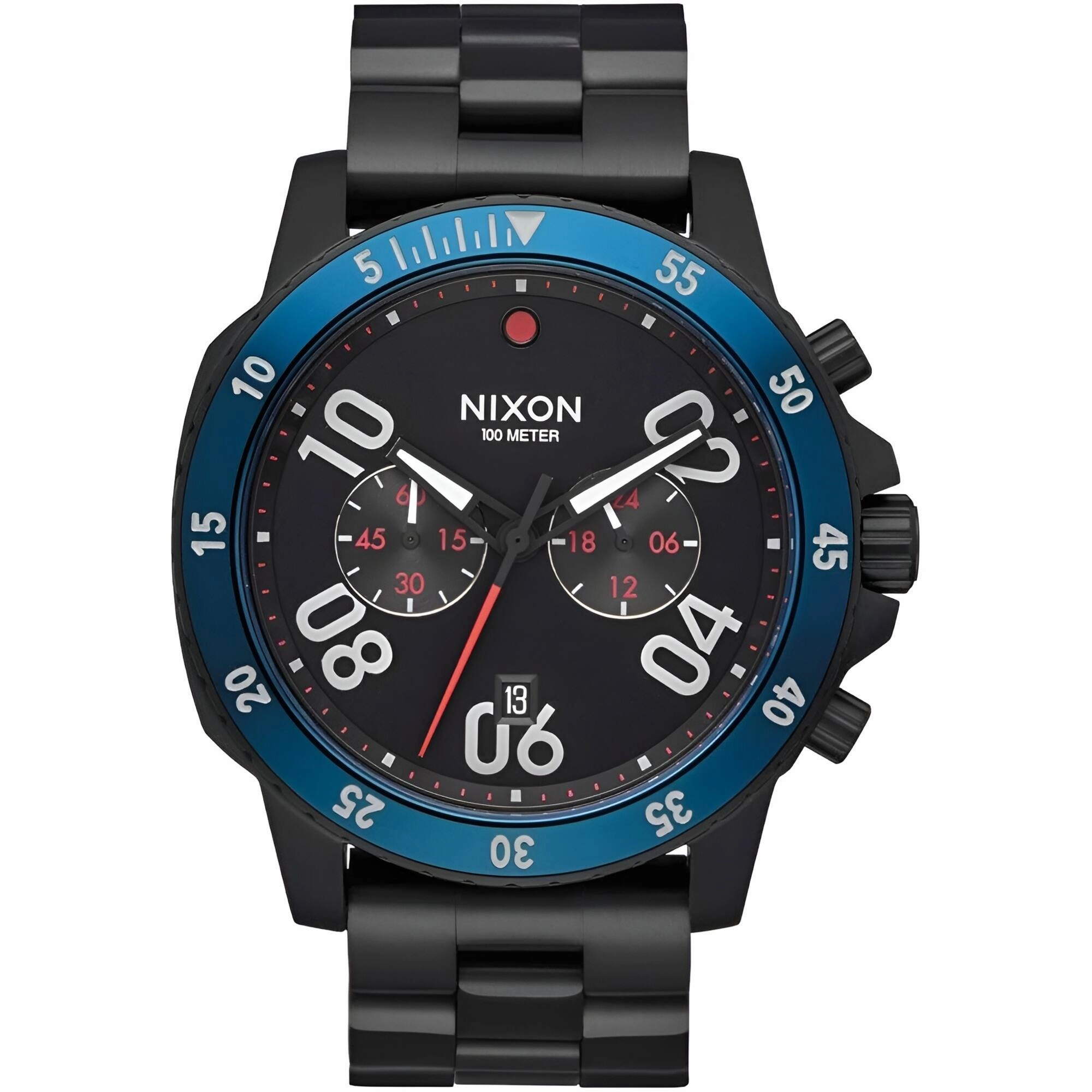 Nixon Men's Watch - Ranger Quartz Chronograph Black Dial Steel Bracelet | A549-602