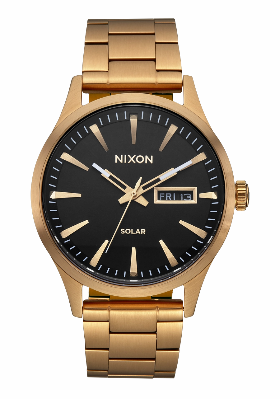 Nixon Sentry Solar Stainless Steel Black Dial Mens Watch A1346-510-00