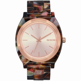 Nixon Womens Time Teller Acetate Watch - Rose Gold/Pink Tortoise