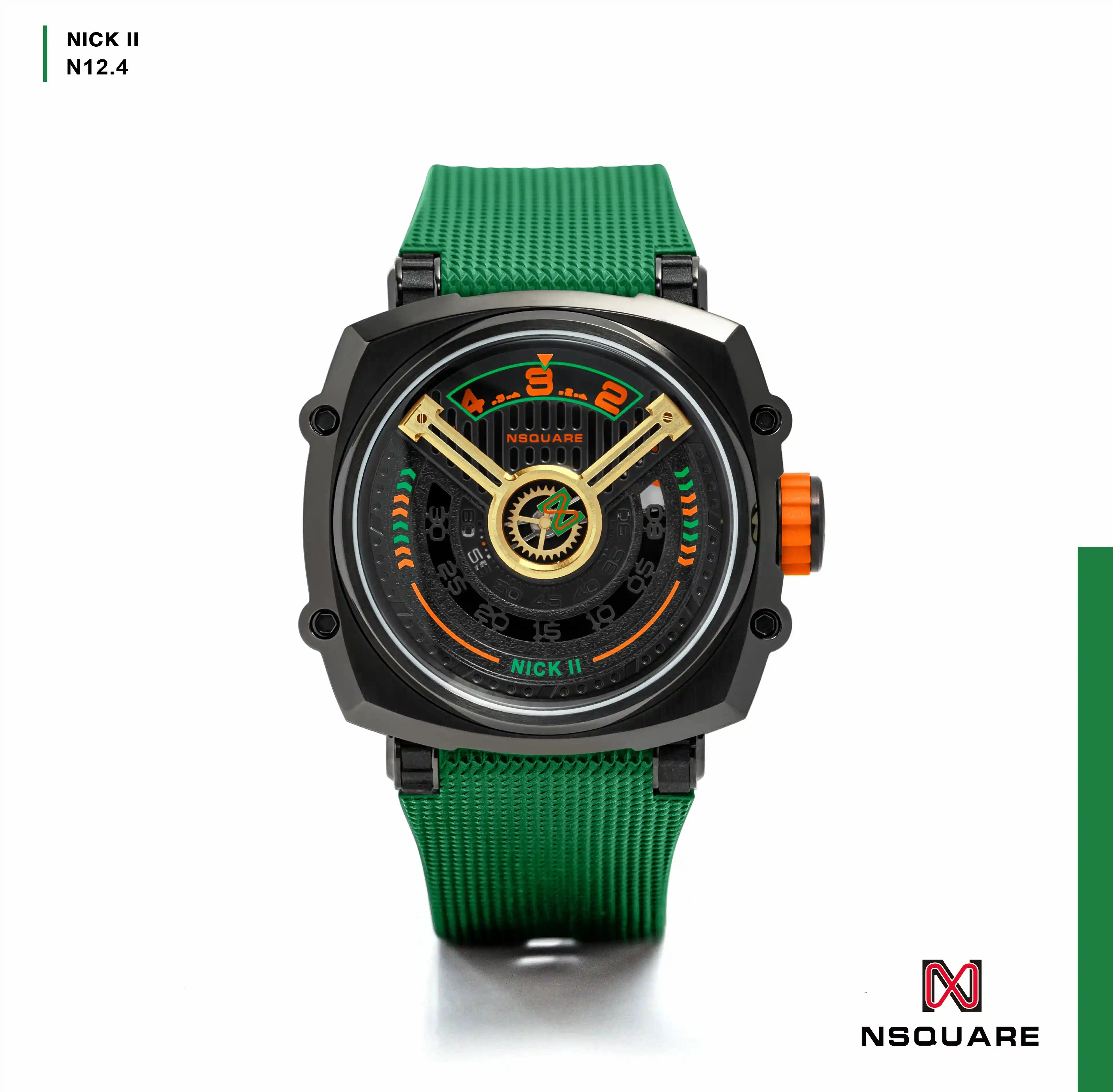 NSQUARE NICK II AUTOMATIC WATCH 45MM N12.4 GREEN |NSQUARE NICK II?a????? 45???3 N12.4 ????2